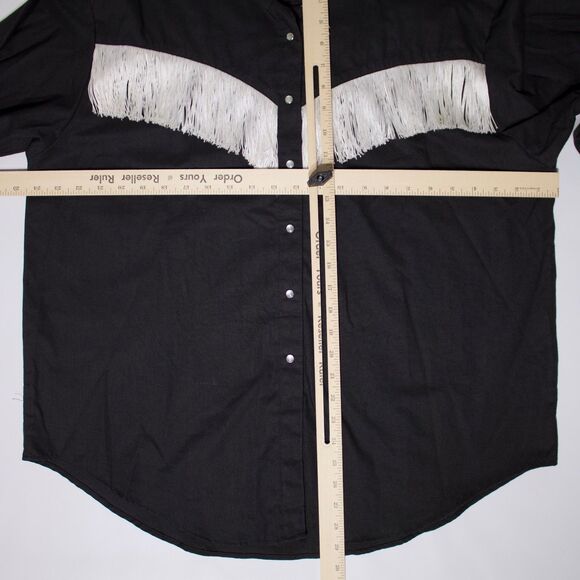 VTG Panhandle Slim Western Pearl Snap Long Sleeve Shirt Fringe USA Women XL - Picture 11 of 13
